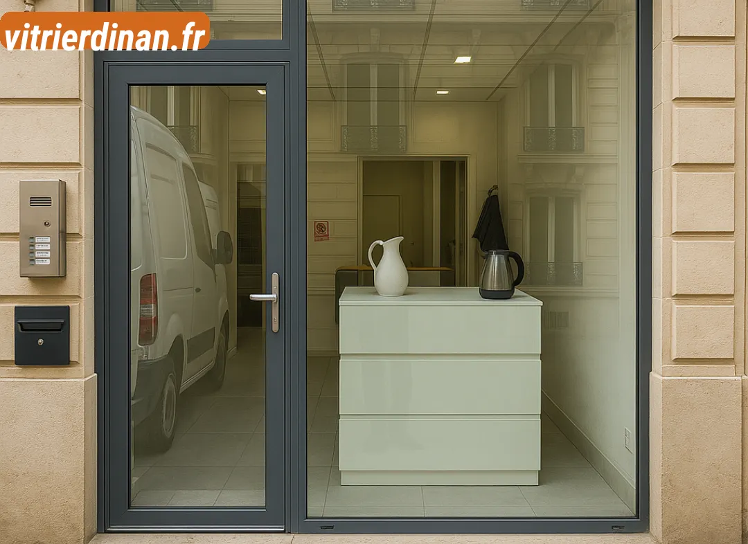 Façade vitrine de magasin en aluminium sur mesure à Dinan